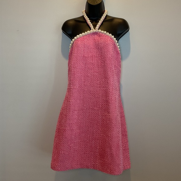 Hyacinth House by Tuckernuck Pink Pearl Halter Mini Dress - Picture 2 of 7